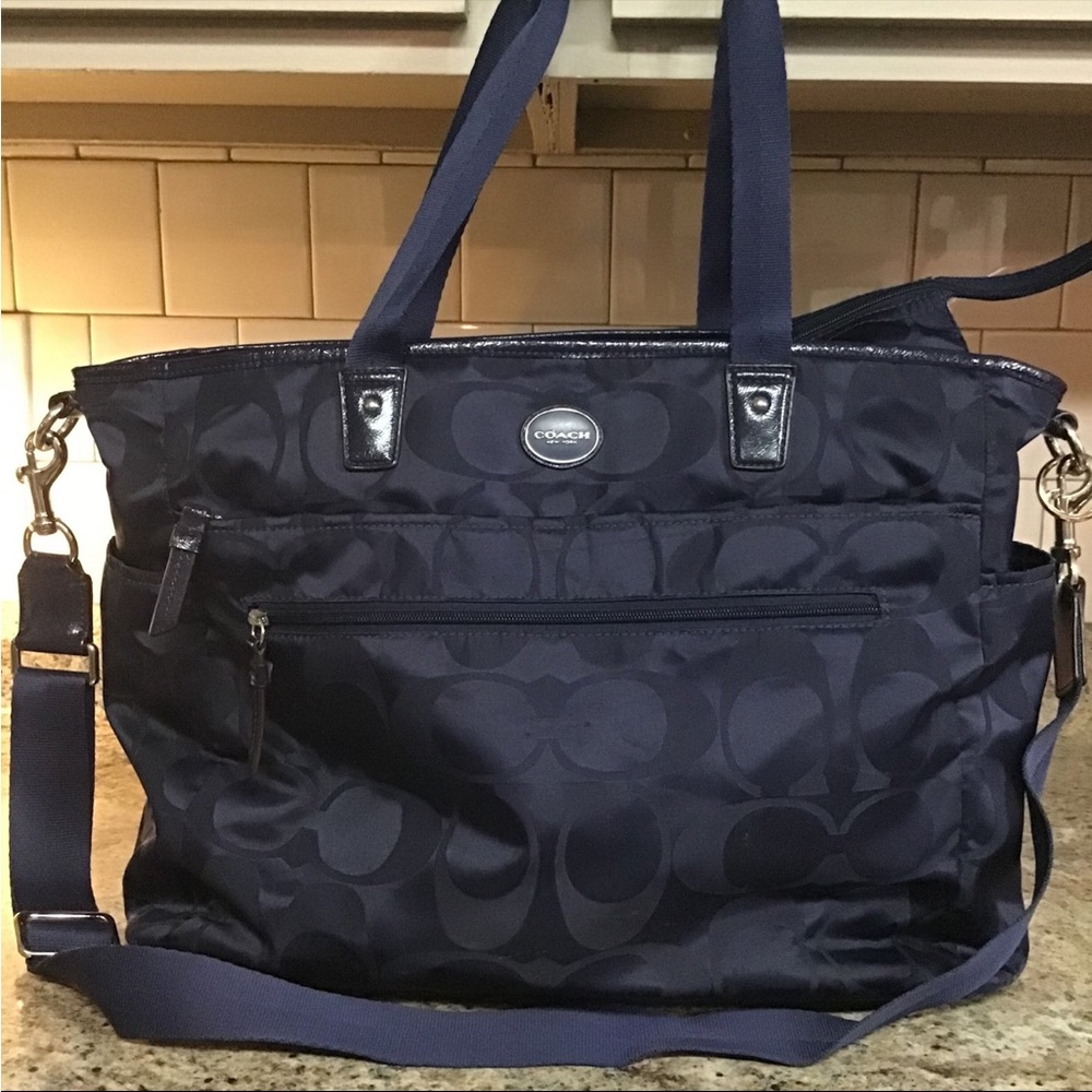 Coach Midnight Blue Signature Diaper Bag / Travel Bag